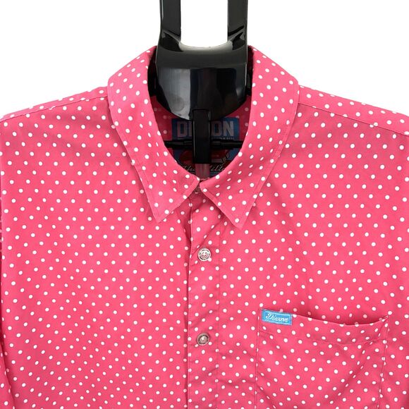 Dixxon Flannel Company Men's 2X Dark Pink White Polka Dot Lumbergh S/S Shirt - Picture 2 of 8